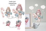 Watercolor Christmas baby rabbit Set, a Seasonal Illustration by TanyaSchuka (Thumbnail 4 of 11)