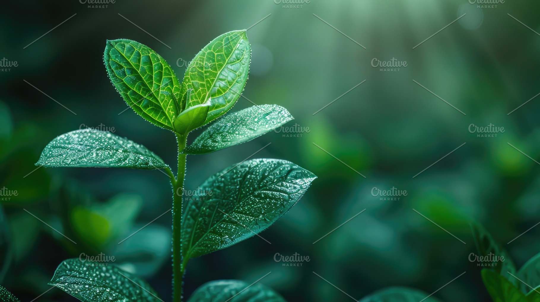Fresh green plant sprout with dew drops in sunlight and natural, a Nature Photo by José Manuel Gelpi