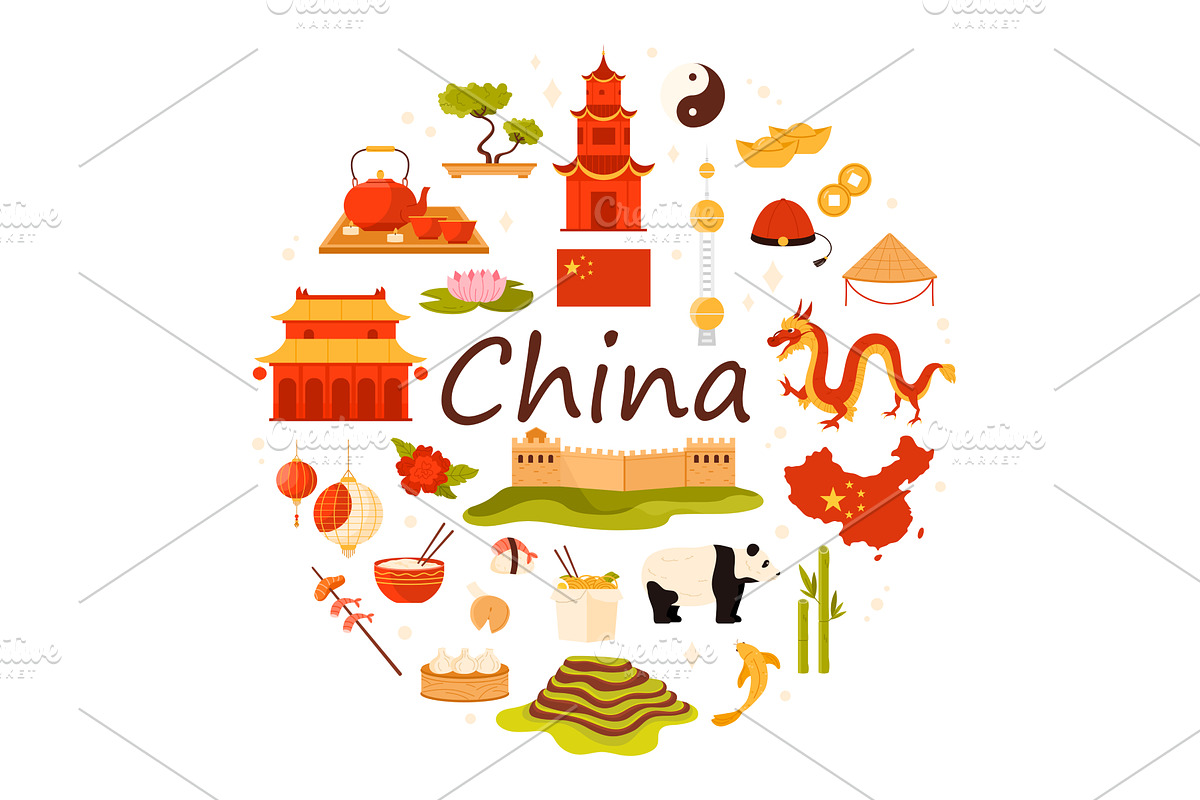 Chinese culture elements and, an Object Illustration by Flashvector
