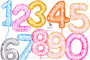 Number Balloons Png Watercolor 161