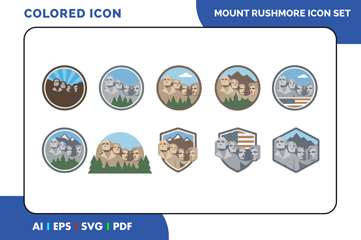 Mount Rushmore Colored Icon Set, a Duotone Icon by Fontmine Studio (Photo 1 of 3)