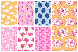 Botany Vector Seamless Patterns Pack