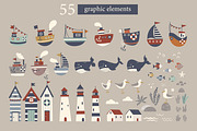 Ocean life clipart and patterns, a Pattern Graphic by EltaMaxArt (Thumbnail 3 of 10)