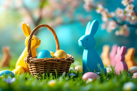 Colored or decorated Easter eggs, a Holiday Photo by Volff