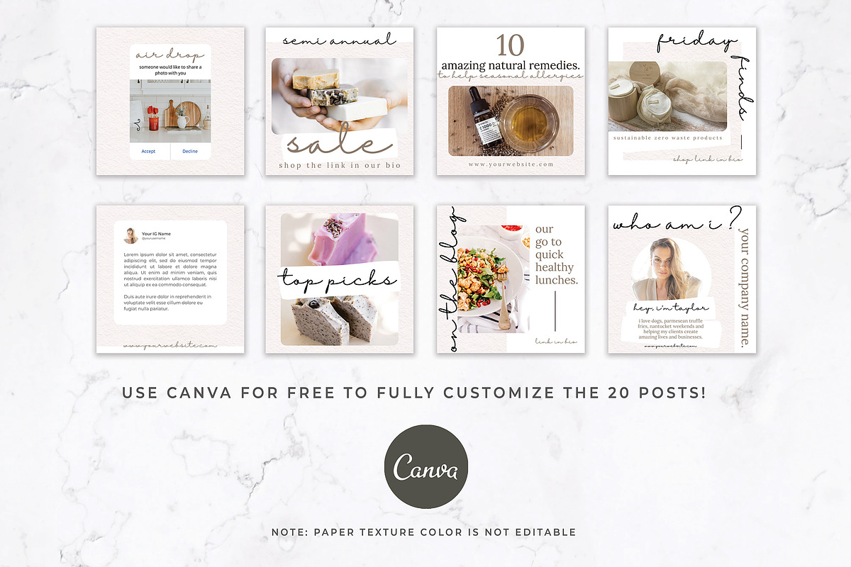 Instagram Posts for Canva | Rustic, a Social Media Template by Thirty ...