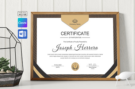 Golden Certificate Template Canva