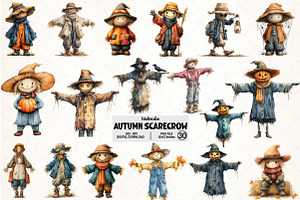 Scarecrow Clipart Autumn Fall PNG, an Illustration by Pixels.Craft