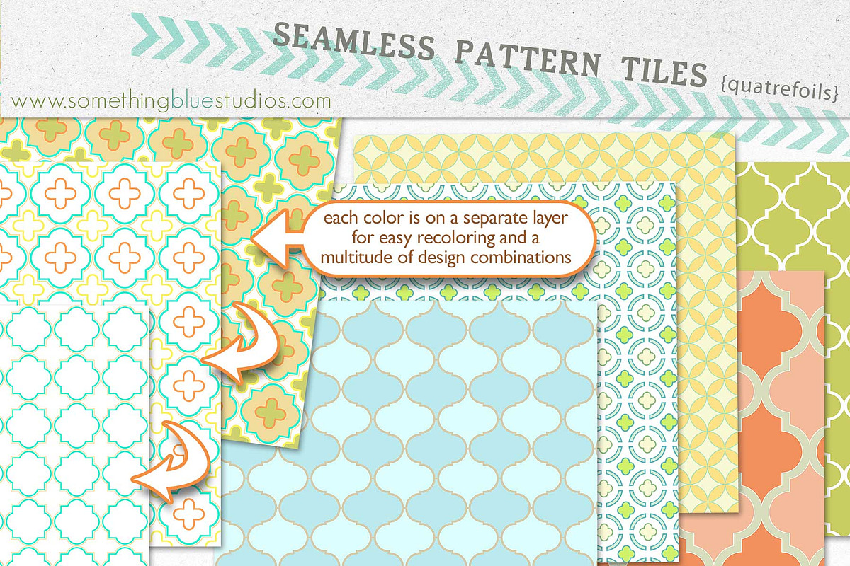 Seamless Pattern Tiles - Quatrefoils
