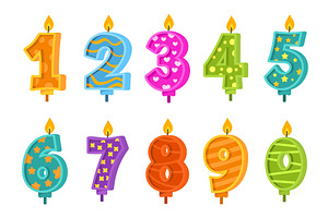 Cartoon number candles. Birthday, an Object Illustration by Stock-Smart-Start