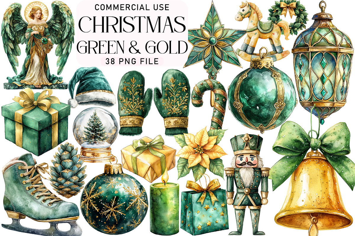 Green and Gold Christmas Sublimation, an Illustration by Daily.Designs (Photo 1 of 5)