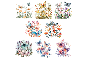 Watercolor Spring Butterflies