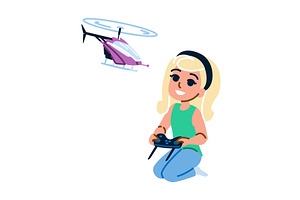 Girl piloting drone helicopter using, a Person Illustration by pikepicture