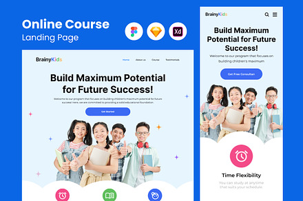BrainyKids - Online Course Landing, a Landing Page Template by twinstd