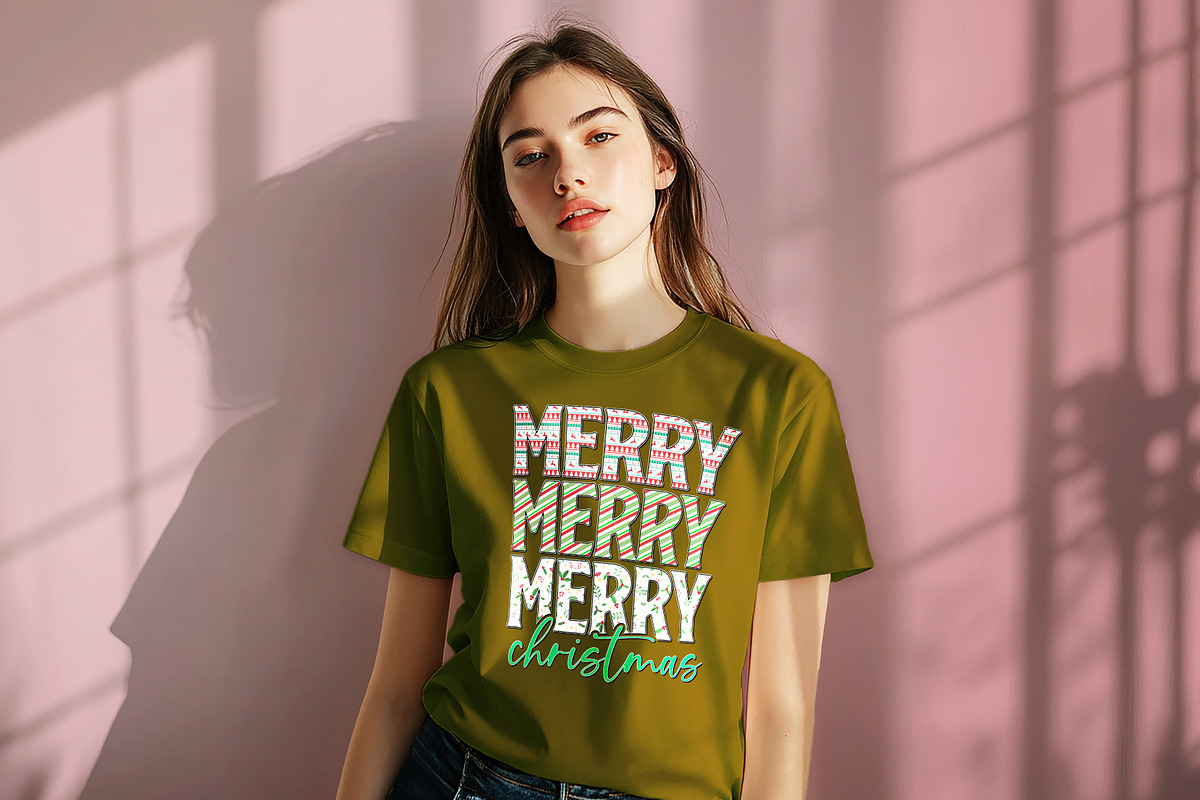 Merry Merry Christmas T-Shirt Design, a Graphic by Vector Portal (Photo 2 of 6)