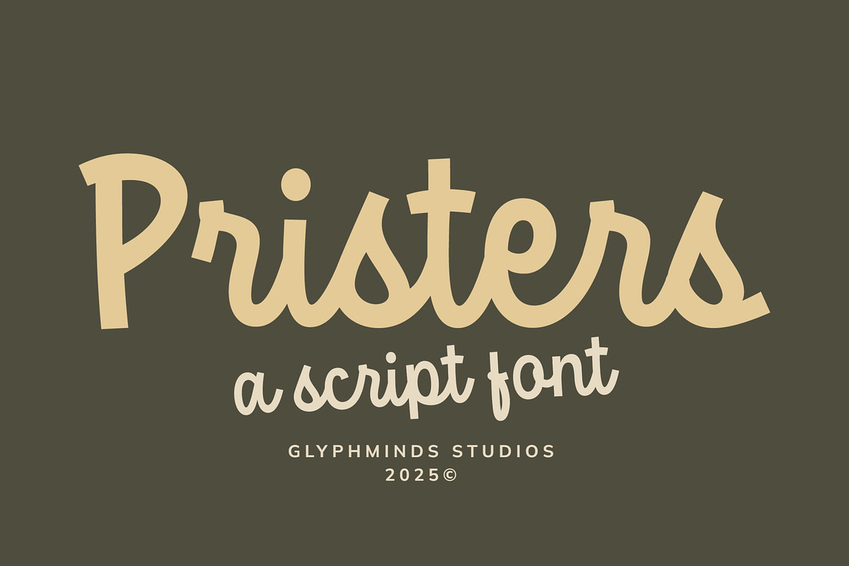Pristers Font, a Script Font by Glyphminds Studios (Photo 1 of 10)