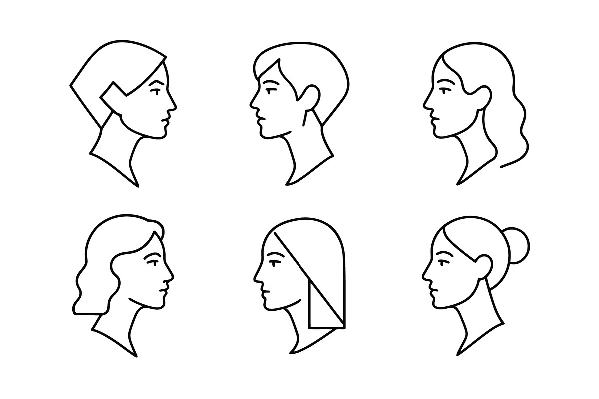 Minimalist Women Face Icons, an Outline Icon by Vectorium Studio (Photo 1 of 2)