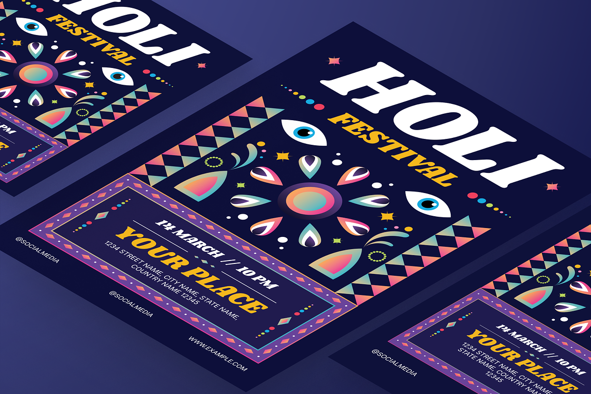 Holi Festival Color Flyer Set, a Flyer Template by Annora Studio (Photo 6 of 6)
