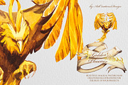 Watercolor Golden Phoenix Clipart, an Animal Illustration by ArtCreationsDesign (Thumbnail 9 of 10)
