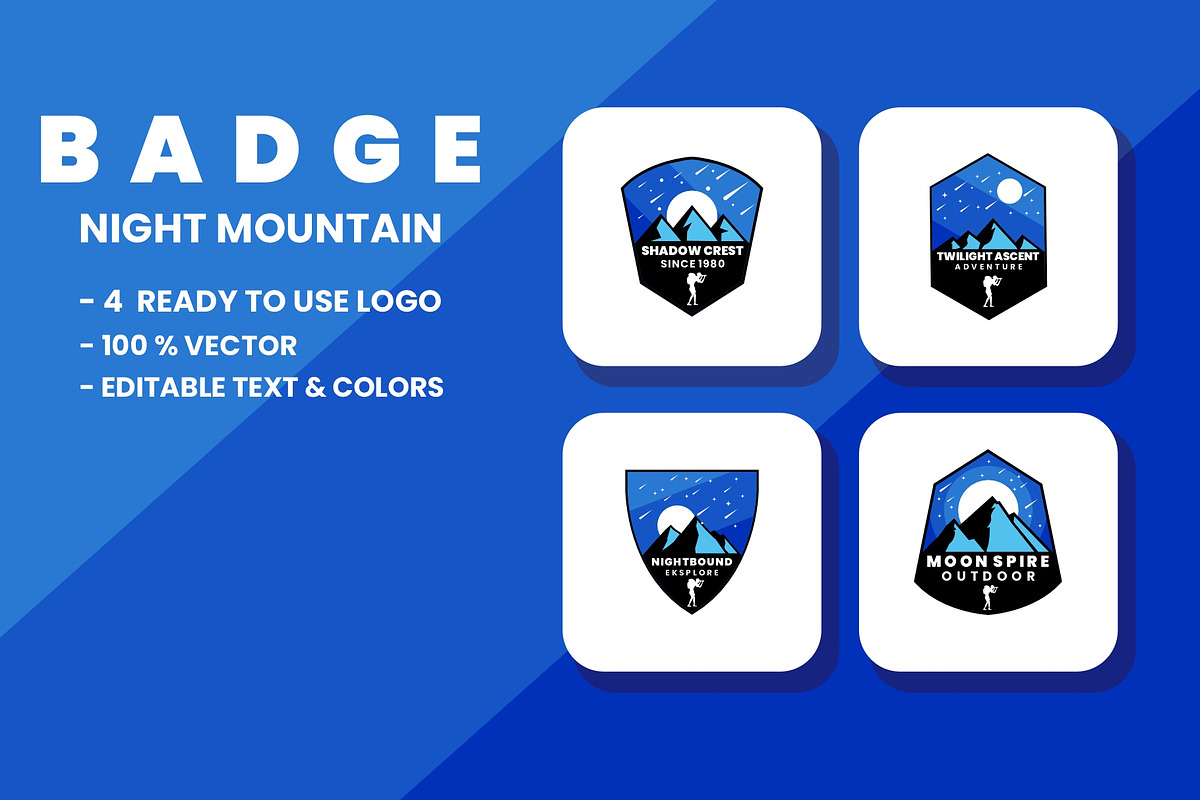 Night Mountain Badge Logo Set, a Branding & Logo Template by Artnivora.Std (Photo 1 of 5)