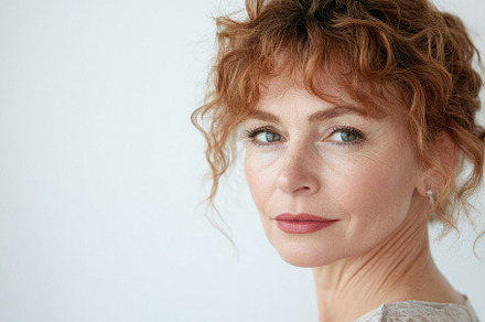 Handsome mature woman with curly hai, a Photo by Iftikhar Alam