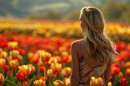 woman among tulip fields, a Photo by Pictures for you!!!!!!!!!