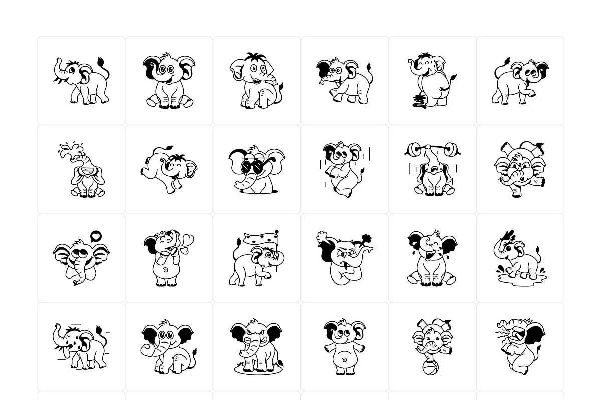 Elephant Cartoon Stickers, an Emoji Icon by Vectors Market (Photo 6 of 6)