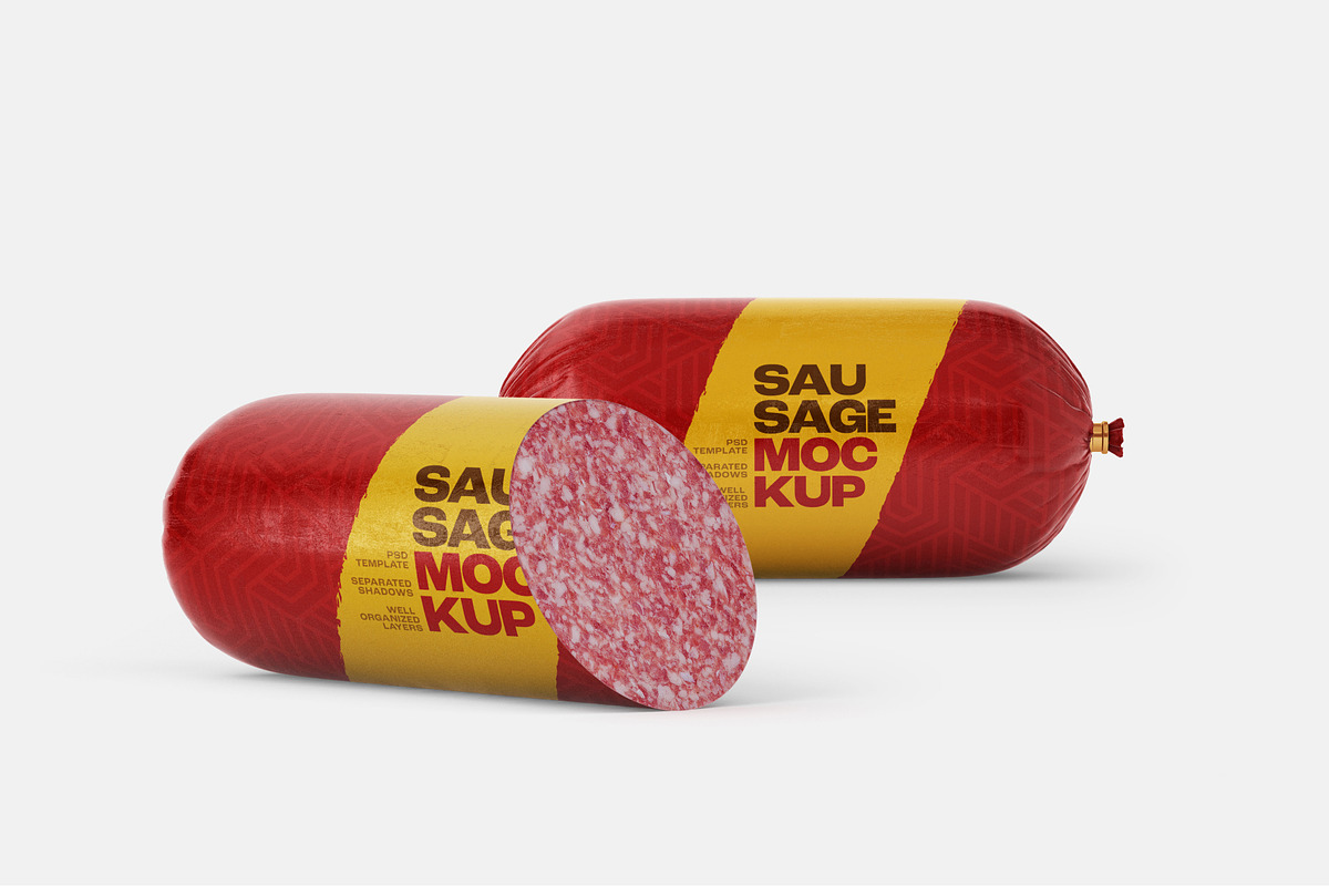 Sausage Chub Mockup Set, a Packaging Mockup by Deeplab