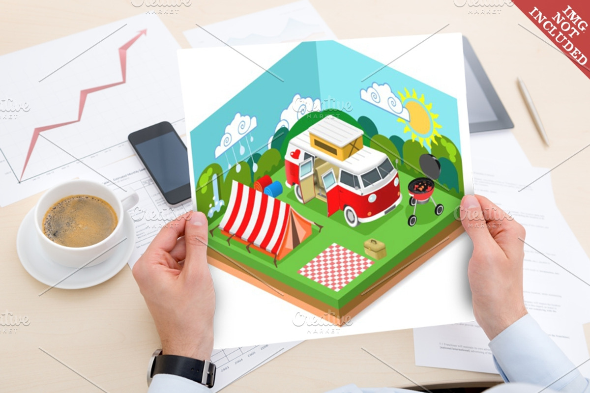 Isometric Picnic Summer Time, an Illustration by Aurielaki Stock Images