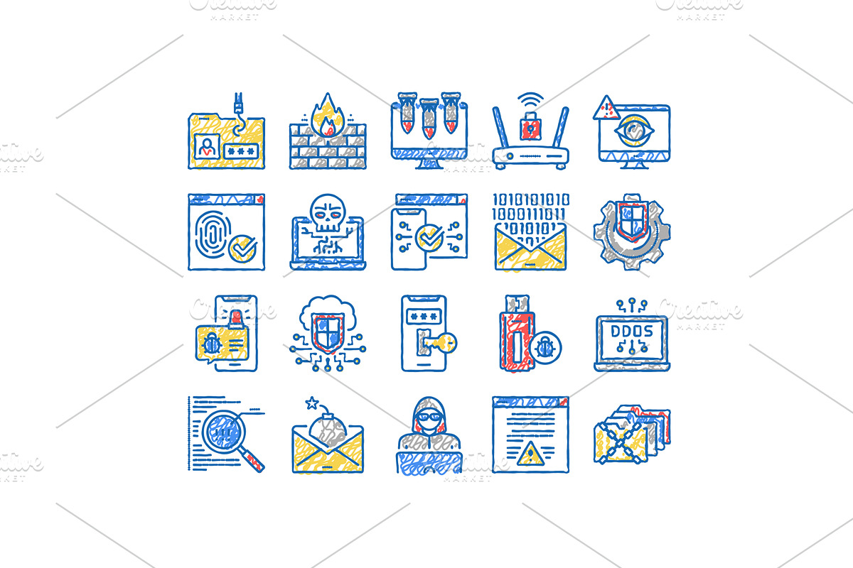 Internet Security set Icons hand, an Object Illustration by pikepicture