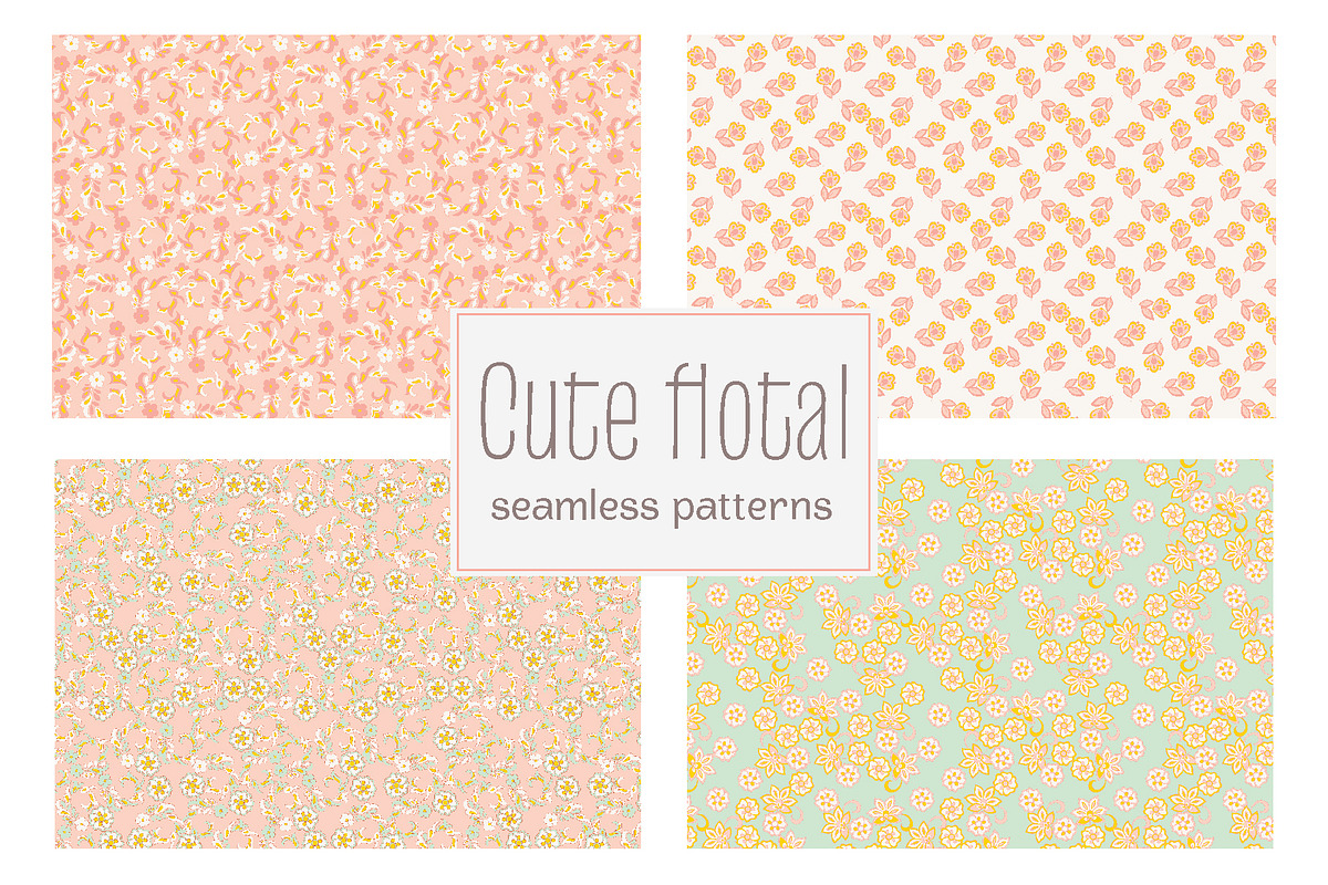 4 Cute summer fabric floral patterns, a Pattern Graphic by antalogiya (Photo 1 of 5)