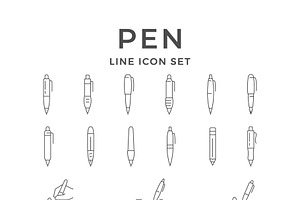 Set line icons of pen, an Outline Icon by motorama