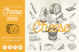 Hand drawn cheese illustrations, a Food Illustration by Natalya Levish