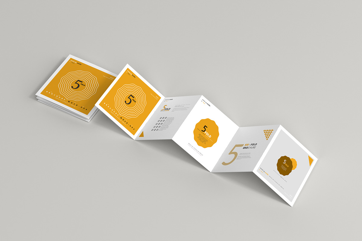 5-Fold Square Brochure Mockups, a Mockup by pmvch (Photo 2 of 8)