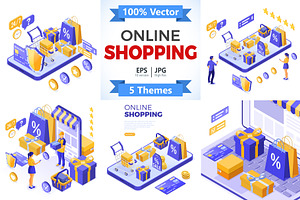 Online Internet Shopping Delivery, a Person Illustration by TAlex