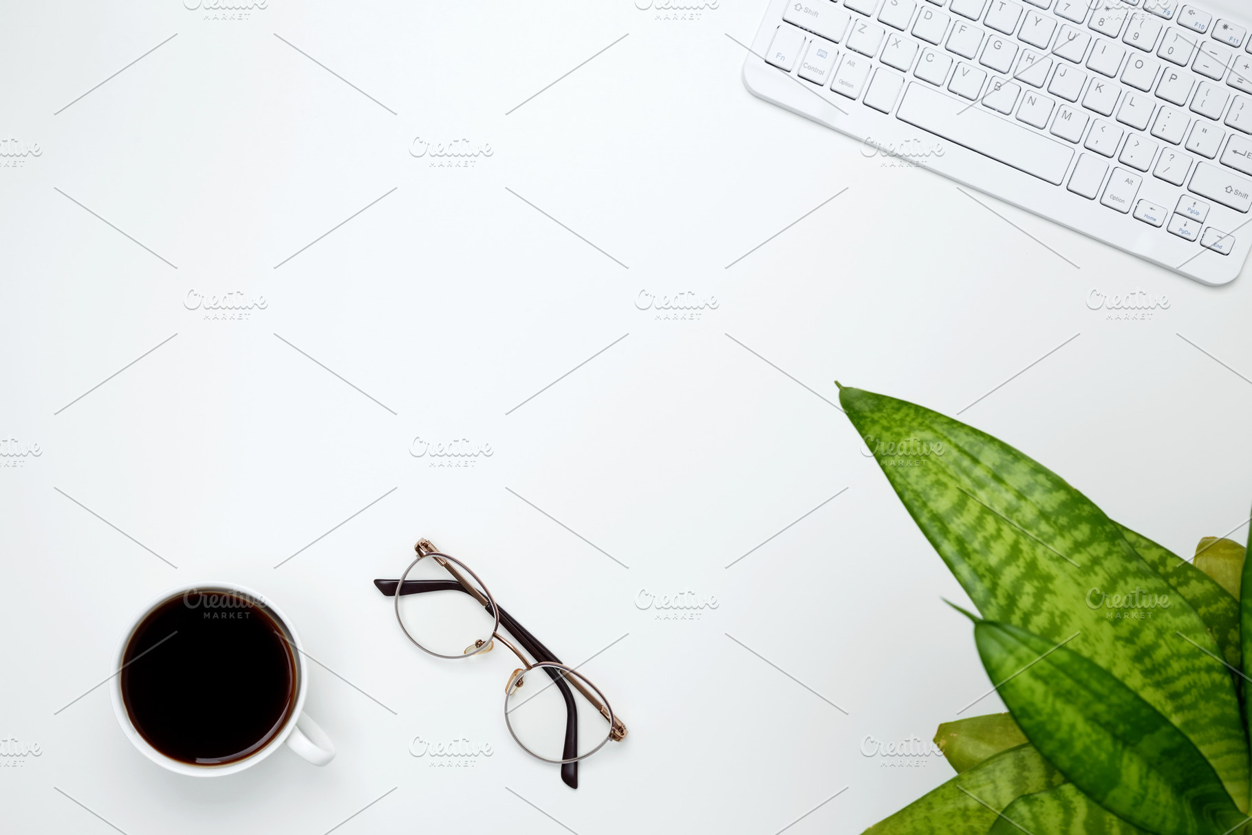 Flat lay composition with copy space. Office workspace and productivity concept, a Photo by matucha