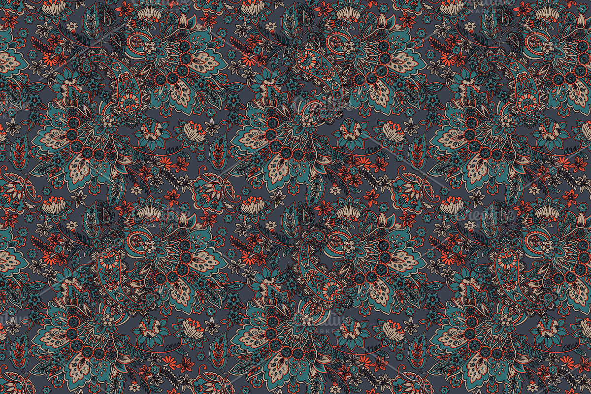 Paisley seamless fabric pattern, a Pattern Graphic by antalogiya (Photo 2 of 5)
