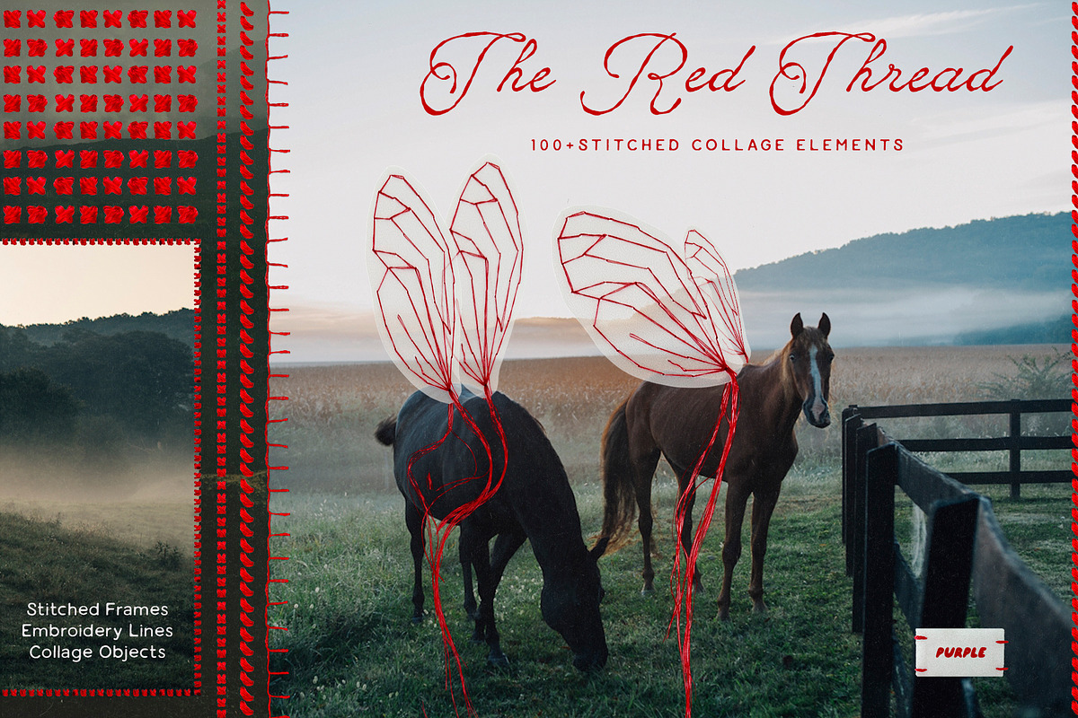 The Red Thread: Stitched Collage, an Object Graphic by Purple (Photo 1 of 14)