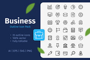 35 Business Outline Icon Pack, an Outline Icon by Bilicube Studio (Thumbnail 1 of 3)