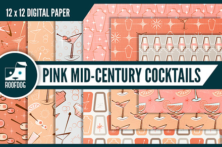 Mid century cocktail digital paper