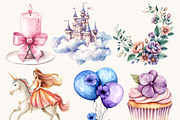 Watercolor Unicorn Fairy Clipart, an Animal Illustration by SparkyDesignsUS (Thumbnail 3 of 9)