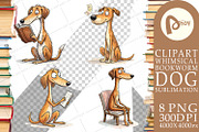 Bookworm Dog Sublimation PNG, an Animal Illustration by Artnoy (Thumbnail 11 of 18)