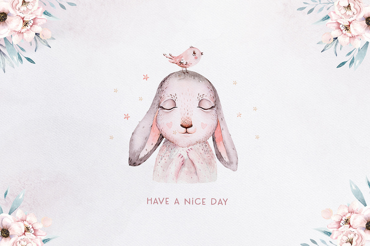 Easter bunny watercor collection, an Animal Illustration by Peace ART (Photo 13 of 13)