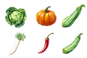 Watercolor Vegetables Clipart, an Illustration by CreationArt (Thumbnail 3 of 5)