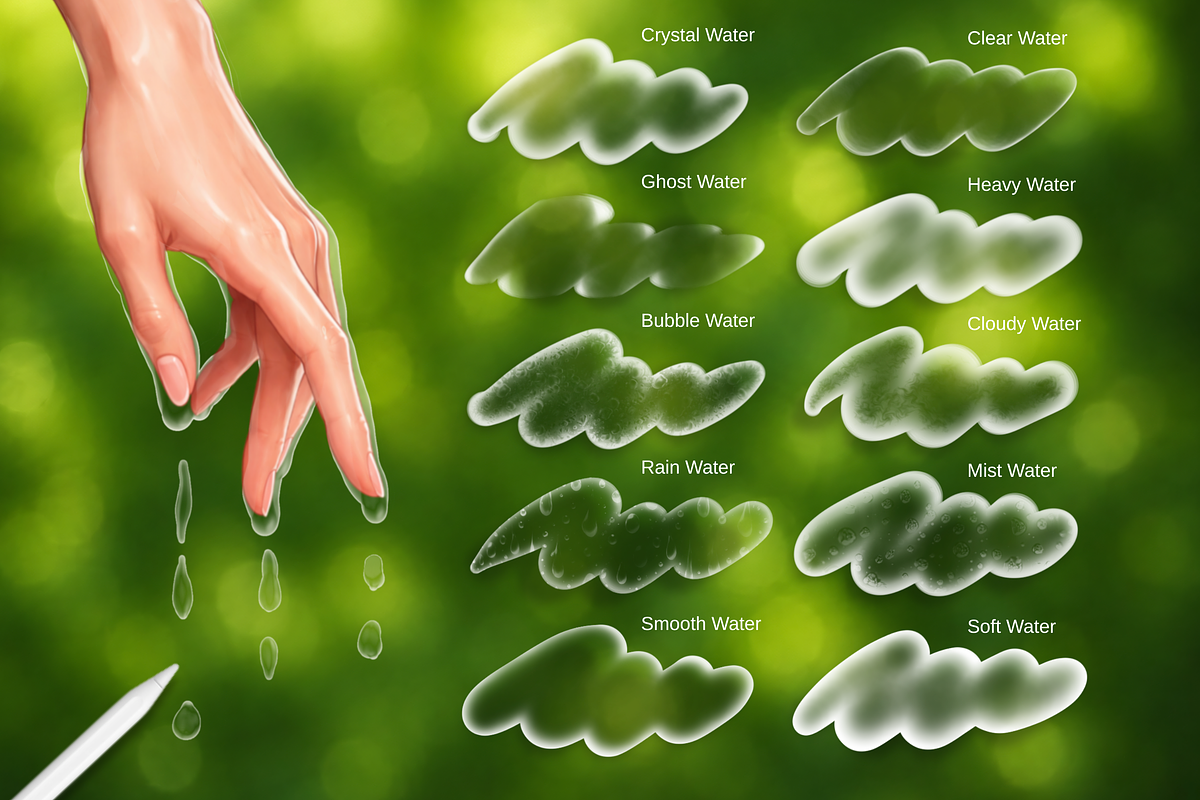 Procreate Water & Liquid Brushes, a Brush Add-On by HopeArtIllustration (Photo 2 of 7)