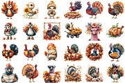 Watercolor Thanksgiving Turkey Clipa, an Illustration by Sublimation Artist (Thumbnail 2 of 6)
