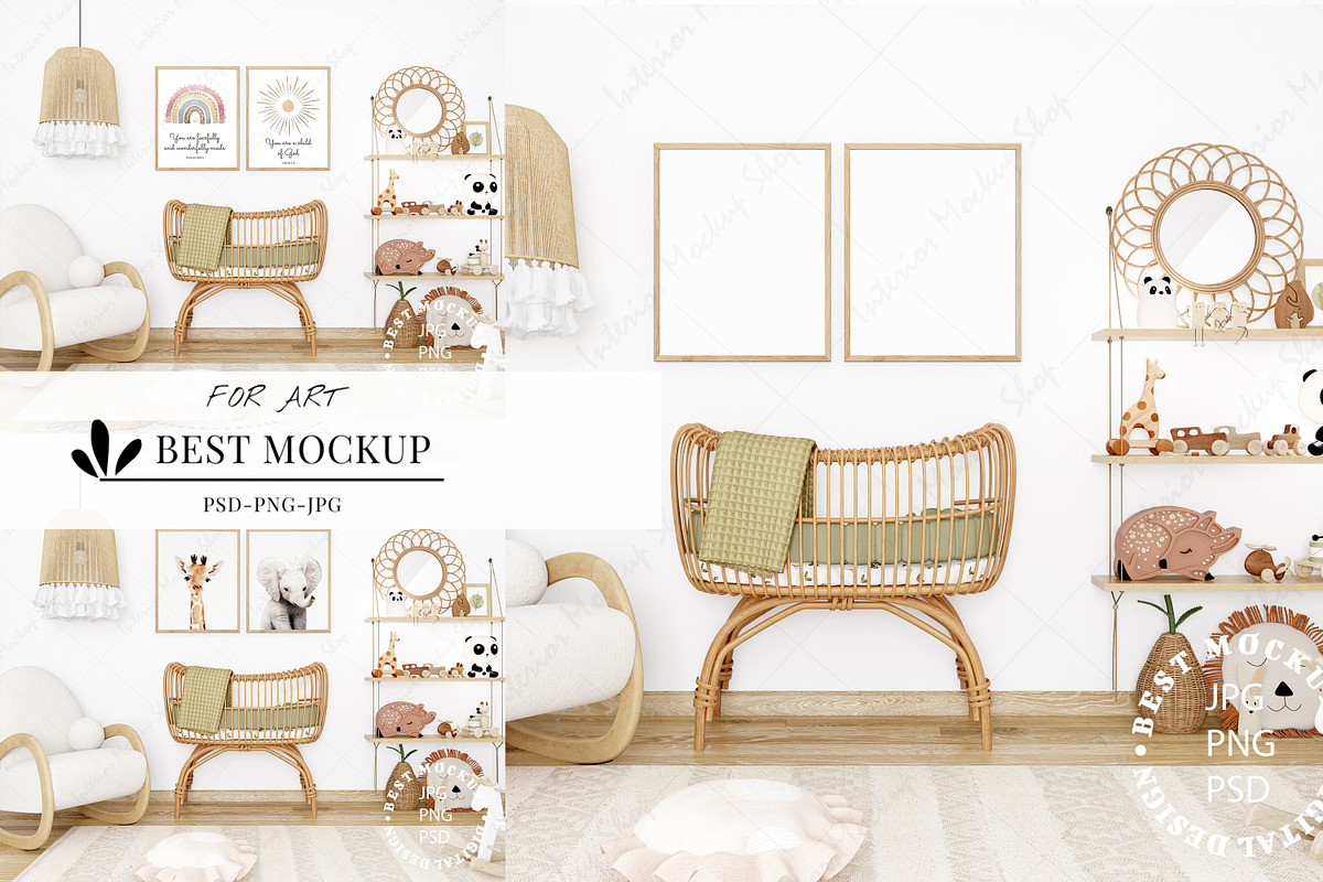 Kids room mockup & PSD JPG PNG, a Print Template by Mockup Shop
