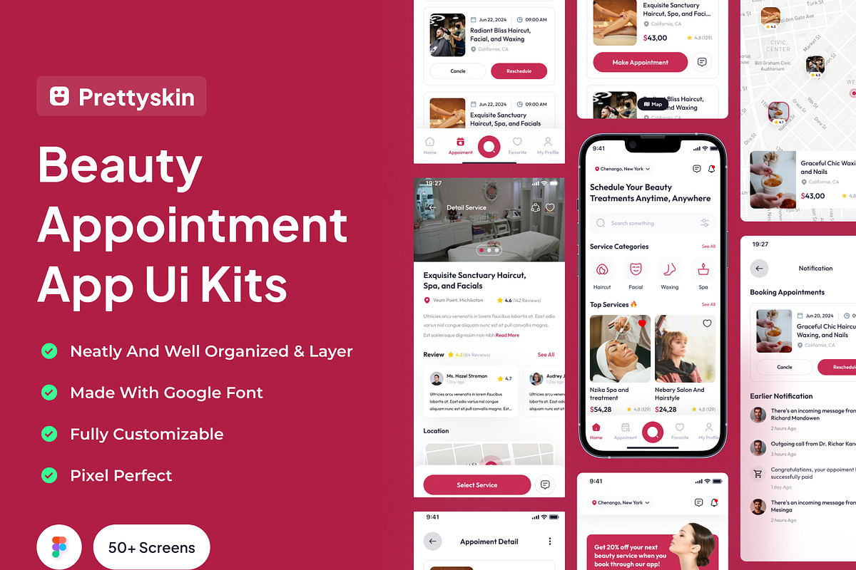 Prettyskin - Beauty Appointment App, an UI Kit Template by Minialis (Photo 1 of 6)