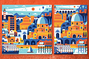 Mediterranean Sea Town Travel Poster, an Illustration by Alex Krugli (Thumbnail 1 of 7)