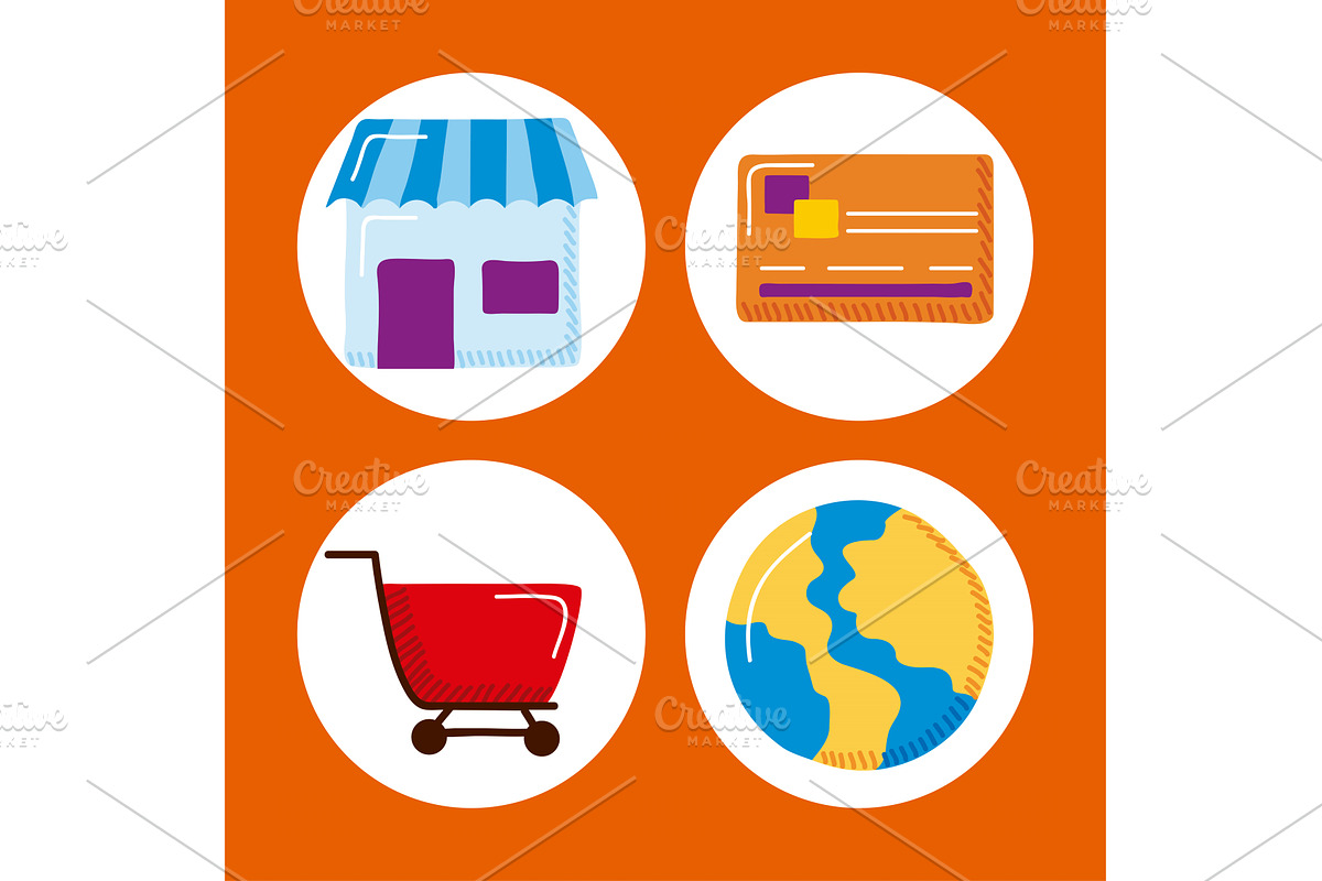 four online sale items, a Finance Illustration by studiogstock