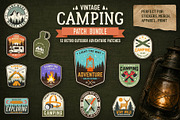 12 Retro Outdoor Adventure Badges, an Object Graphic by sivVector (Thumbnail 1 of 3)